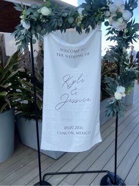 Wedding Ceremony Welcome Banner Stand Only NO GREENERY Stand Only Final Sale